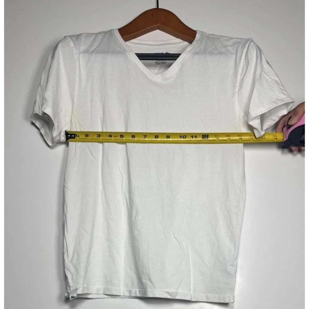 Lacoste Underwear T Shirt Mens Medium White V Neck Logo Outdoor Casual Wear‎